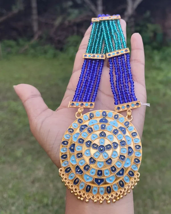 Copper_Based_Assamese_Traditional_Double_Naka_Blue_Meenakari_Japi_Jewellery_Set
