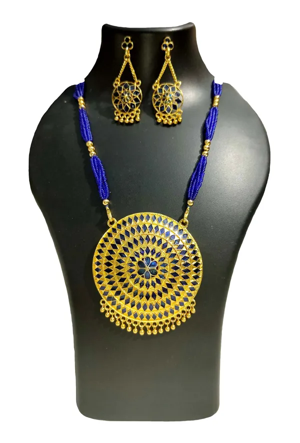 Assamese_Traditional_Gold_Plated_Double_Naka_Blue_Meenakari_Japi_Tassel_Jewellery_Set_For_Women_&_Girls