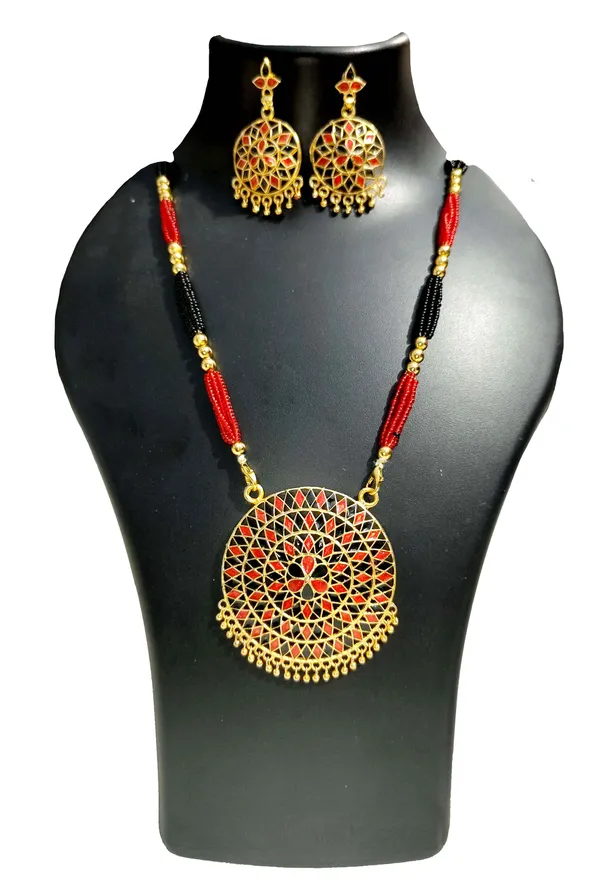 Assamese_Traditional_Gold_Plated_Double_Naka_Red_Black_Meenkari_Japi_Tassel_Jewellery_Set_For_Women_&_Girls