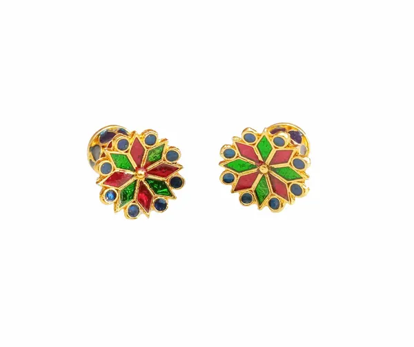 Assamese_Traditional_Gold_Plated_Multicolour_Meenakari_Thuriya_Earring_Set_For_Women