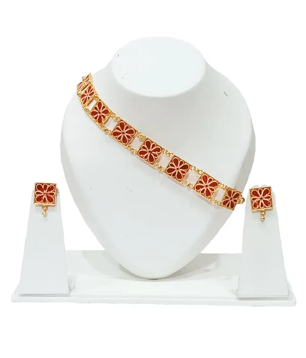 Assamese_Traditional_Gold_Plated_Red_Meenakari_Golpata_Necklace_Set_For_Women