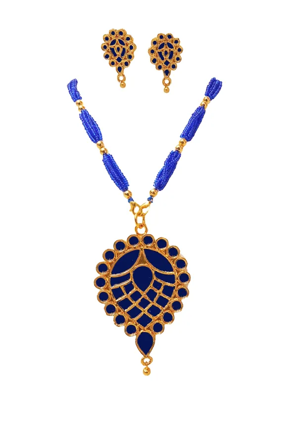 Assamese_Traditional_Blue_Meenakari_Dugdugi_Tassel_Jewellery_Set_For_Women_&_Girls