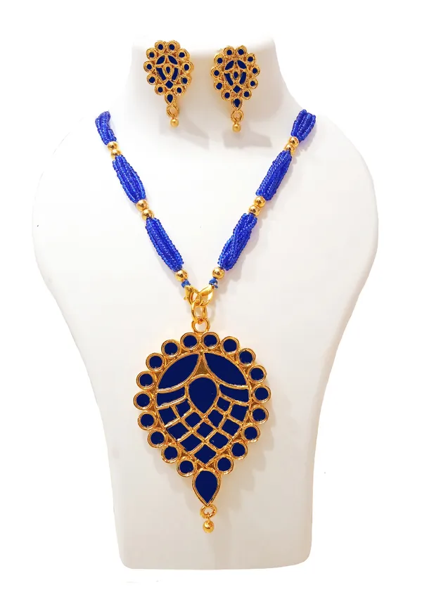 Assamese_Traditional_Blue_Meenakari_Dugdugi_Tassel_Jewellery_Set_For_Women_&_Girls