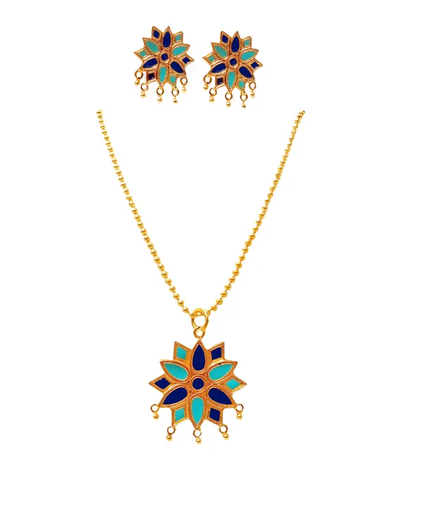 Assamese__traditional_blue__meenakari_chain__jewellery__set_for_women