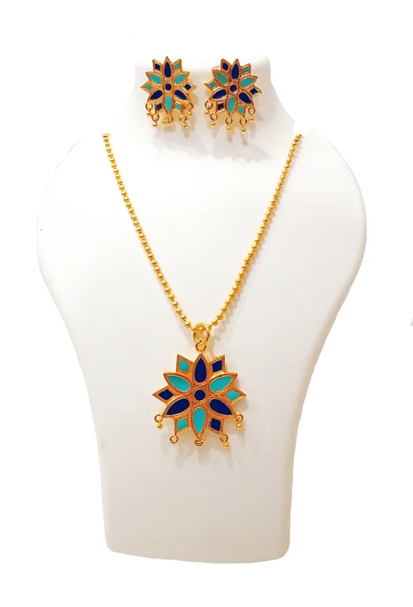 Assamese__traditional_blue__meenakari_chain__jewellery__set_for_women
