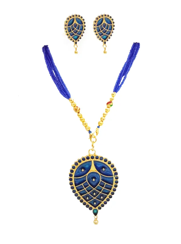 Assamese_Traditional_Gold_Plated_Blue_Meenakari_Dugdugi_Tassel_Jewellery_Set_For_Women