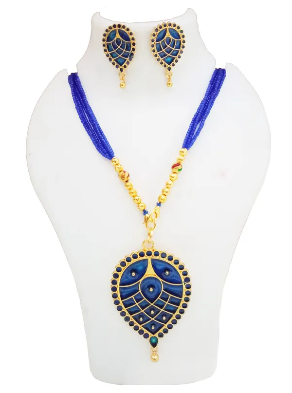Assamese_Traditional_Gold_Plated_Blue_Meenakari_Dugdugi_Tassel_Jewellery_Set_For_Women