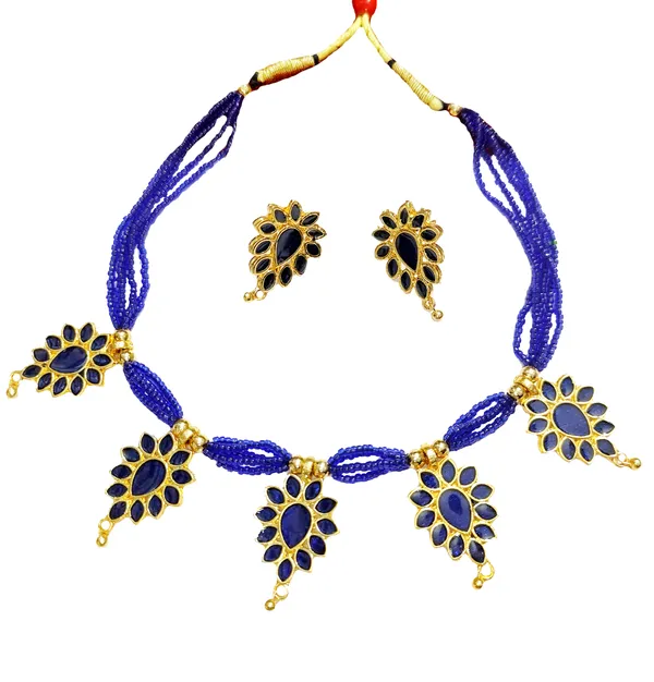 Assamese_Traditional_Gold_Plated_Blue_Meenakari_Dugdugi_Golpata_Necklace_Set_For_Women