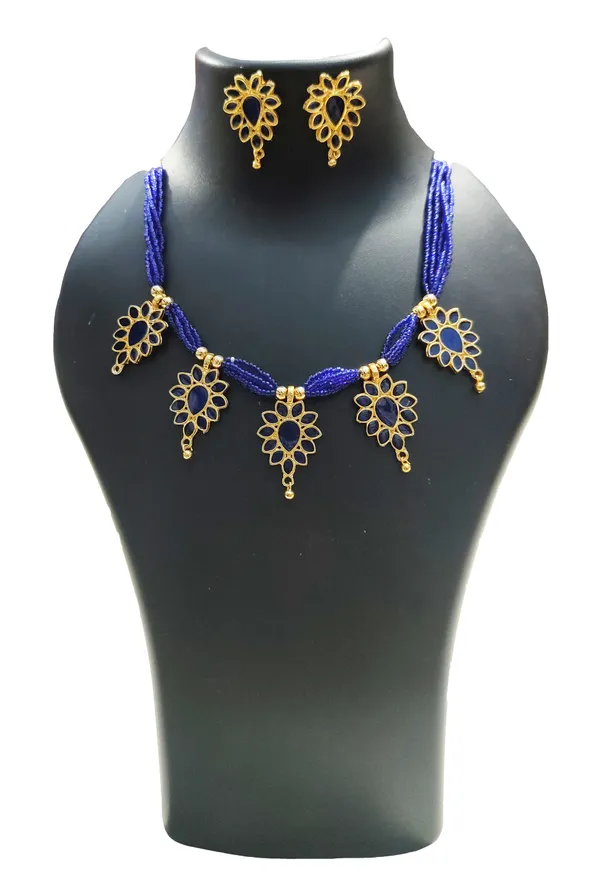 Assamese_Traditional_Gold_Plated_Blue_Meenakari_Dugdugi_Golpata_Necklace_Set_For_Women