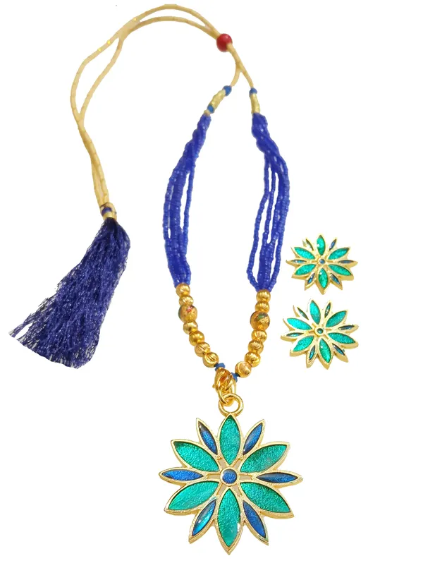 Assamese_Traditional_Gold_Plated_Blue_Meenakari_Tassel_Jewellery_Set_For_Girls_&_Women