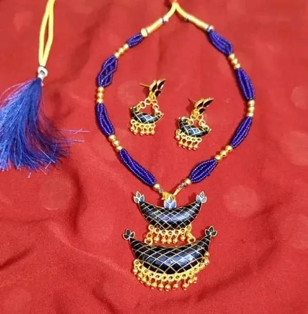 Assamese_Traditional_Gold_Plated_Blue_Meenakari_Junbiri_Jewellery_Set_For_Women_&_Girls