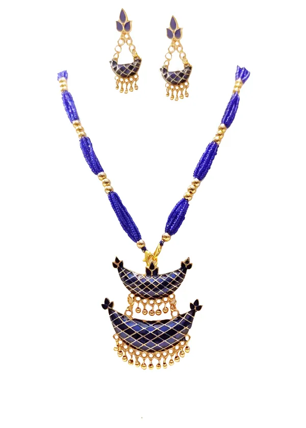 Assamese_Traditional_Gold_Plated_Blue_Meenakari_Junbiri_Jewellery_Set_For_Women_&_Girls