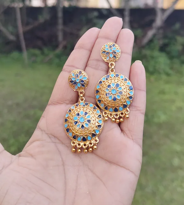 Assamese_Traditional_Copper_Based_Gold_Plated_Double_Naka_Blue_Meenakari_Japi_Tassel_Jewellery_Set_For_Women_&_Girls