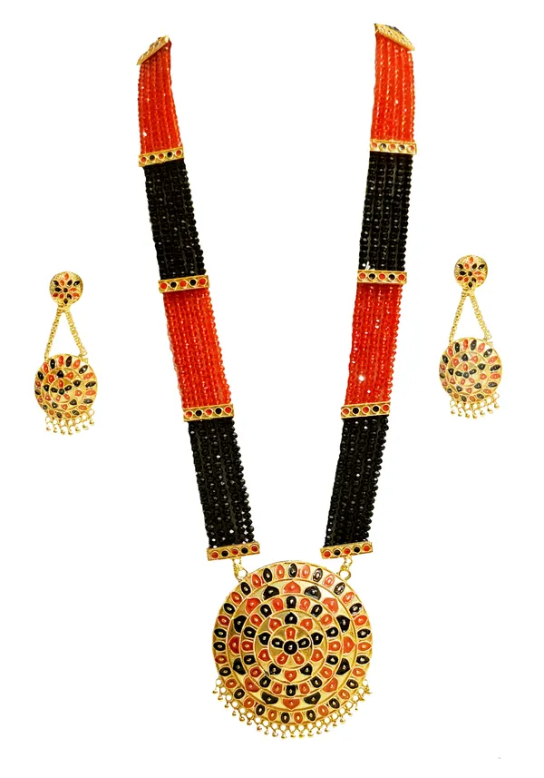 Assamese_Traditional_Double_Naka_Red_Black_Meenakari_Japi_Jewellery_Set