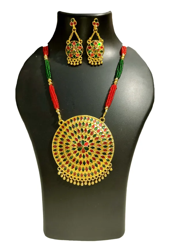 Assamese_Traditional_Gold_Plated_Double_Naka_Red_Green_Meenakari_Jewellery_Set_For_Women_&_Girls