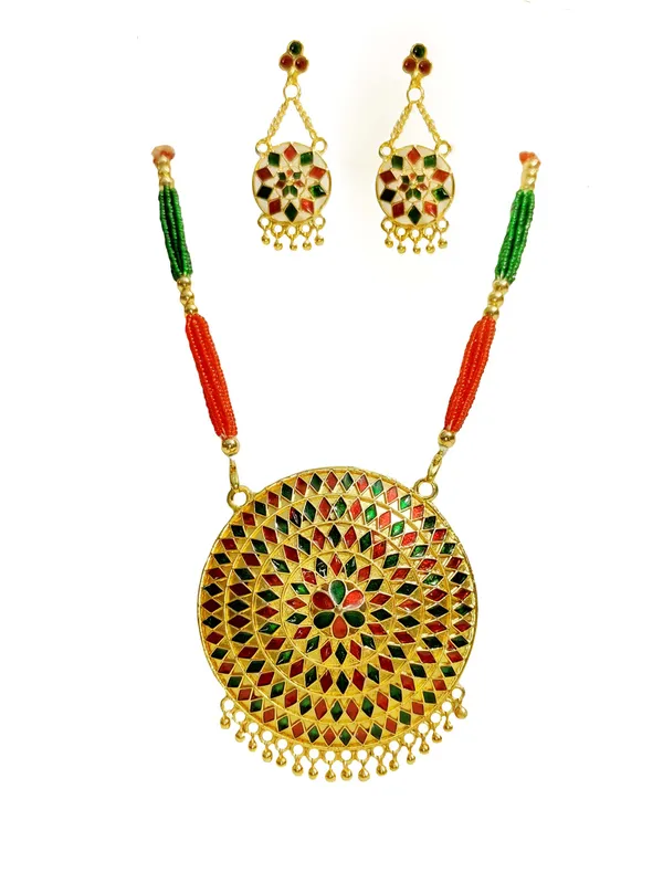 Assamese_Traditional_Gold_Plated_Double_Naka_Red_Green_Meenakari_Jewellery_Set_For_Women_&_Girls