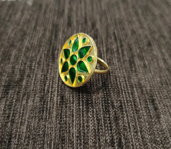 (Pack_Of_2)_Assamese_Traditional_Green_Meenakari_Japi_Finger_Ring