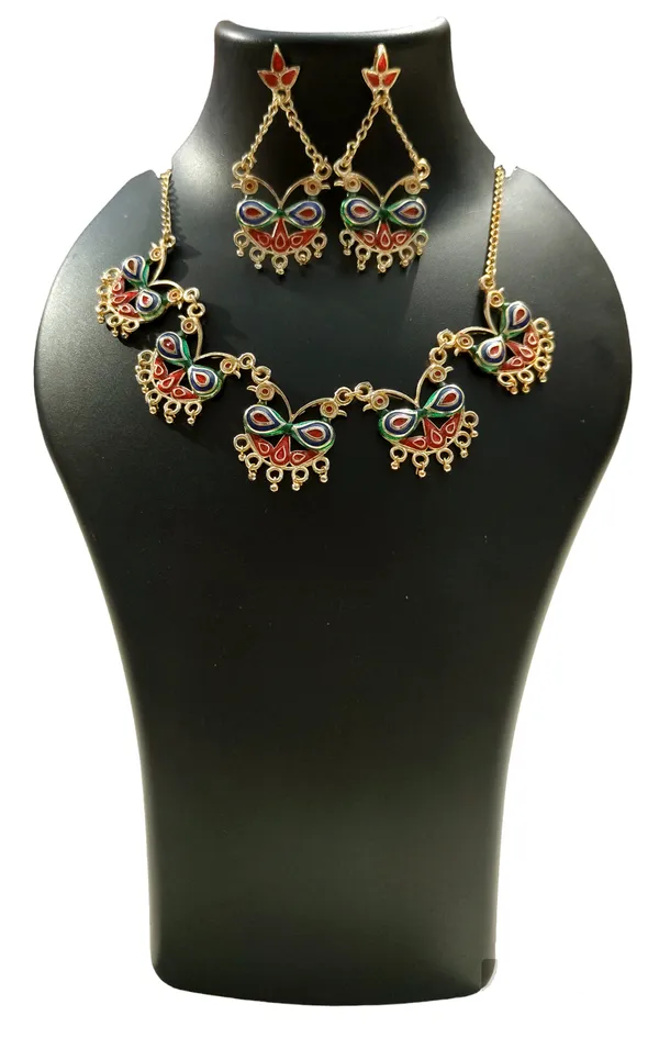 Assamese_Traditional_Rose_Gold_Plated_Copper_Based_Lokapara_Design_Multicolor_Loka_Paro_Golpata_Necklace_Set