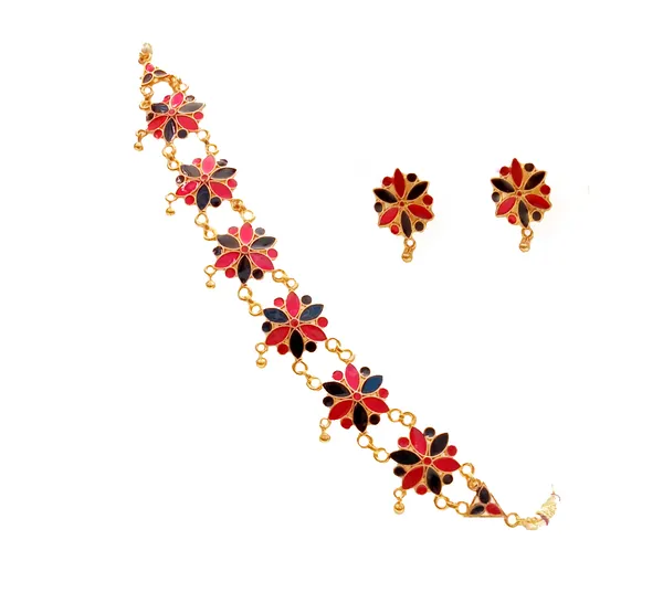 Assamese_Traditional_Red_Black_Meenakari_Golpata_Jewellery_Set