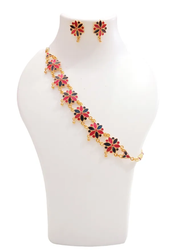 Assamese_Traditional_Red_Black_Meenakari_Golpata_Jewellery_Set