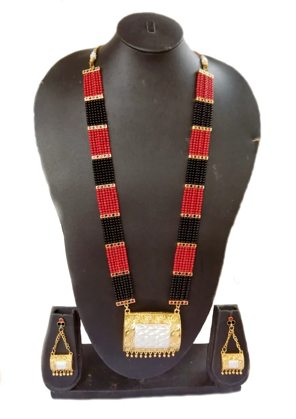 Assamese_Traditional_Red_Black_Meenakari_Jewellery_Set