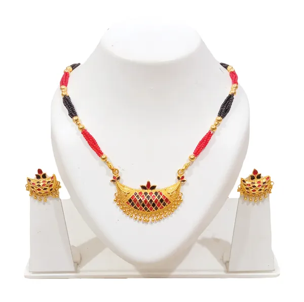 Assamese_Traditional_Red_Black_Meenakari_Junbiri_Jewellery_Set
