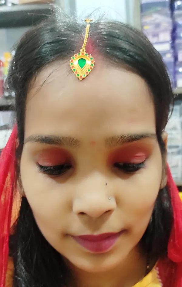(Pack_Of_2)_Assamese_Traditional_Gold_Plated_Red_Green_Meenakari_Maang_Tikka_For_Women