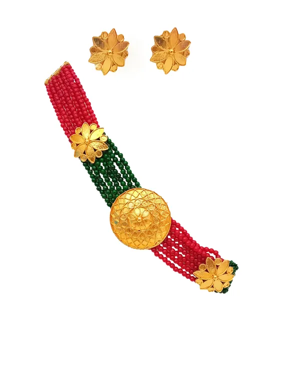 Assamese_Traditional_Gold_Plated_Red_Green_Meenakari_Golpata_Necklace_Set_For_Women_&_Girls