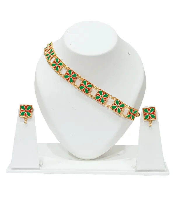 Assamese_Traditional_Gold_Plated_Red_Green_Meenakari_Golpata_Necklace_Set_For_Women