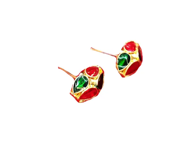 (Pack_Of_2)_Assamese_Traditional_Red_Green_Meenakari_Top_Earring_Set