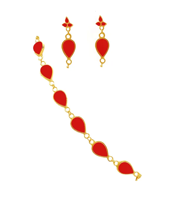 Assamese_Traditional_Gold_Plated_Red_Meenakari_Golpata_Necklace_Set_For_Women_&_Girls