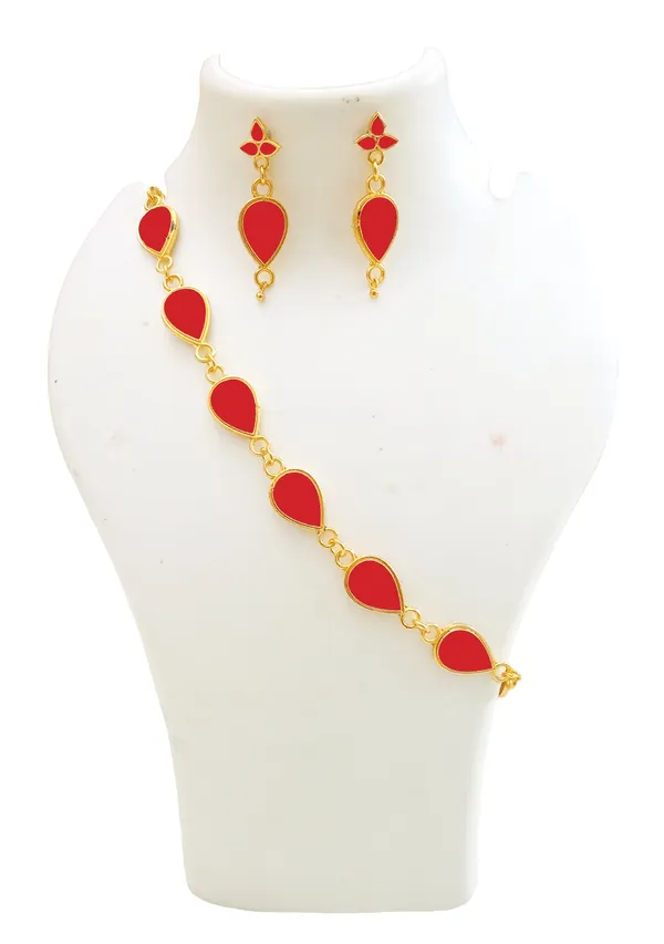 Assamese_Traditional_Gold_Plated_Red_Meenakari_Golpata_Necklace_Set_For_Women_&_Girls