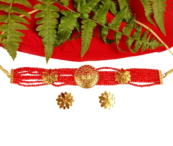 Assamese_Traditional_Gold_Plated_Red_Meenakari_Golpata_Necklace_Set_For_Women_&_Girls