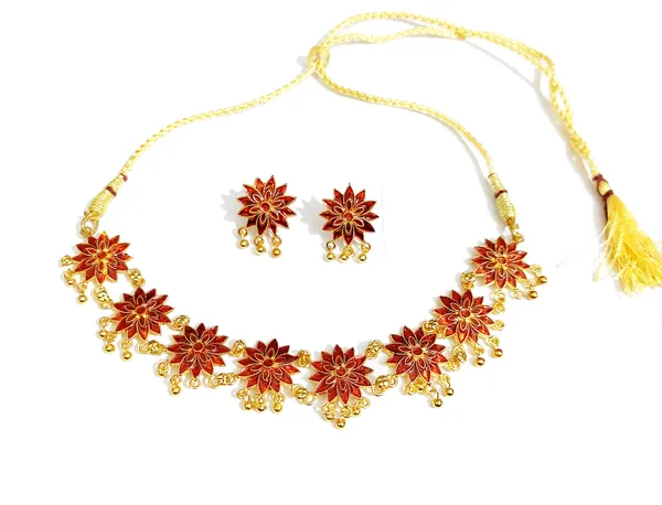 Assamese_Traditional_Red_Meenakari_Golpata_Jewellery_Set