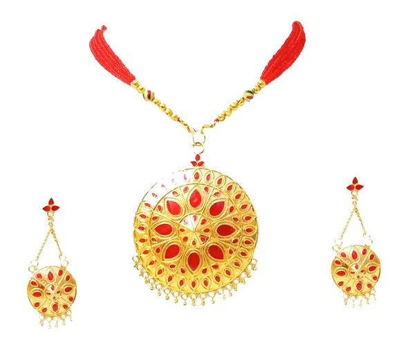 Assamese_Traditional_Gold_Plated_Red_Meenakari_Japi_Tassel_Jewellery_Set_For_Women