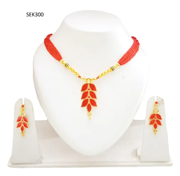 Assamese_Traditional_Gold_Plated_Red_Meenakari_Tassel_Jewellery_Set_For_Women_&_Girls