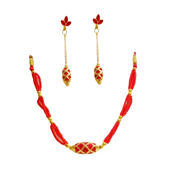 Assamese_Traditional_Red_Meenakari_Moni_Mala_Jewellery_Set