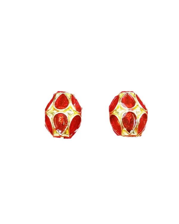 (Pack_Of_2)_Assamese_Traditional_Red_Meenakari_Top_Earring_Set
