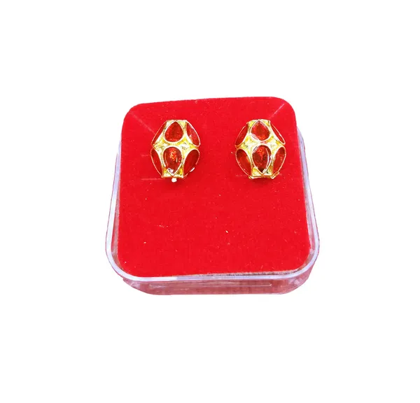 (Pack_Of_2)_Assamese_Traditional_Red_Meenakari_Top_Earring_Set