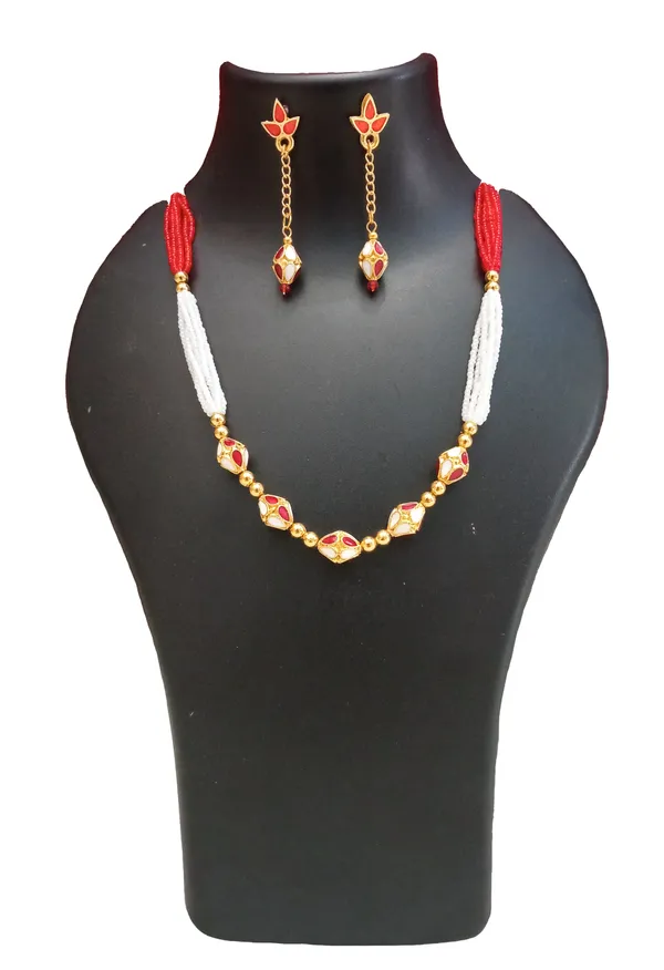 Assamese_Traditional_Red_White_Meenakari_Moni_Mala_Jewellery_Set