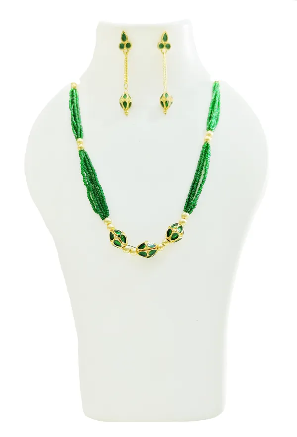Assamese_Traditional_Gold_Plated_Green_Meenakari_Moni_Mala_Necklace_Set_For_Girls_&_Women