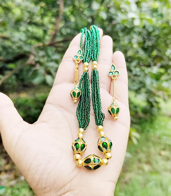 Assamese_Traditional_Gold_Plated_Green_Meenakari_Moni_Mala_Necklace_Set_For_Girls_&_Women