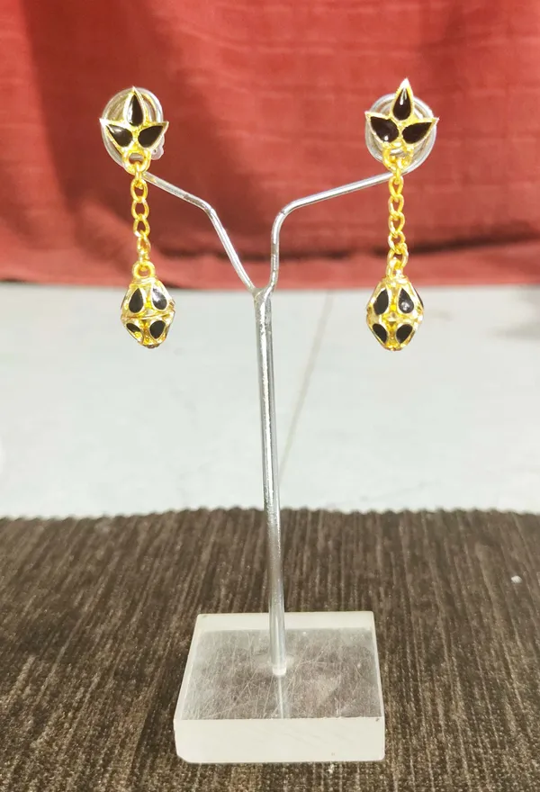 (Pack_Of_2)_Assamese_Traditional_Black_Meenakari_Earring_Set