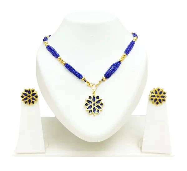 Assamese_Traditional_Blue_Meenakari_Thuriya_Flower_Jewellery_Set