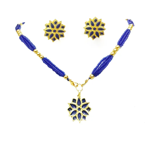 Assamese_Traditional_Blue_Meenakari_Thuriya_Flower_Jewellery_Set