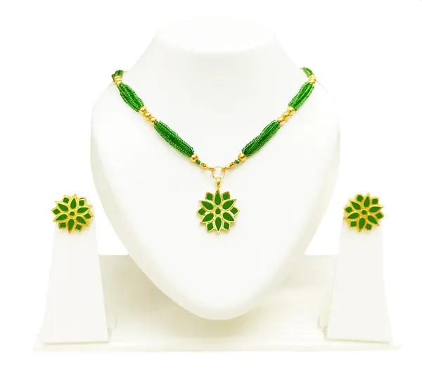 Assamese_Traditional_Green_Meenakari_Thuriya_Flower_Jewellery_Set