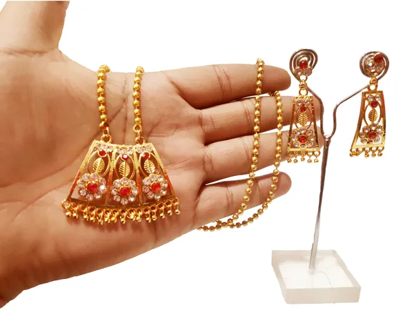 Assamese_traditional_gold_plated_red_white_stone_chain_jewellery_set_for_girls_&_women