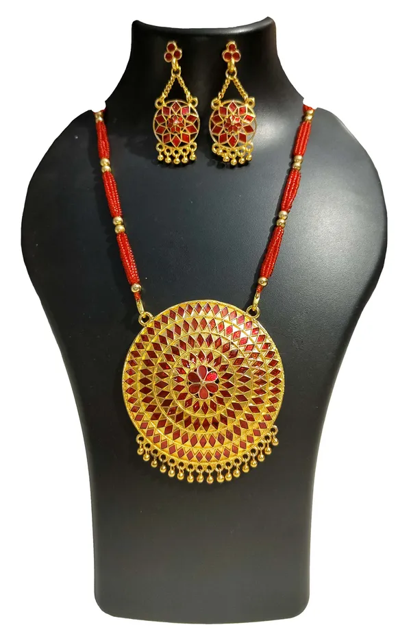 Assamese_Traditional_Gold_Plated_Double_Naka_Red_Meenakari_Japi_Tassel_Jewellery_Set_For_Women_&_Girls