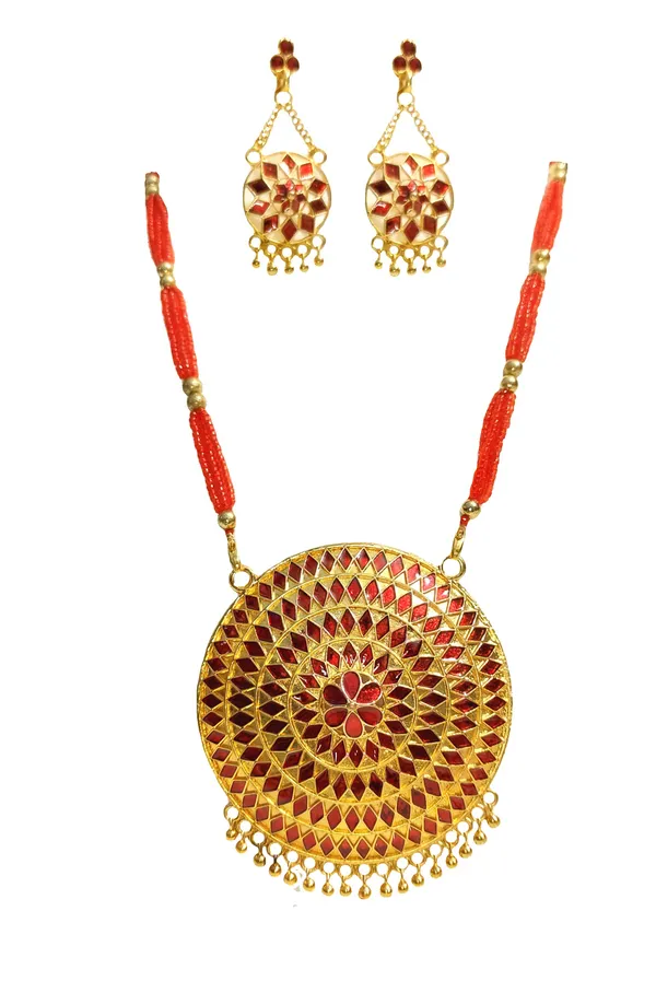 Assamese_Traditional_Gold_Plated_Double_Naka_Red_Meenakari_Japi_Tassel_Jewellery_Set_For_Women_&_Girls