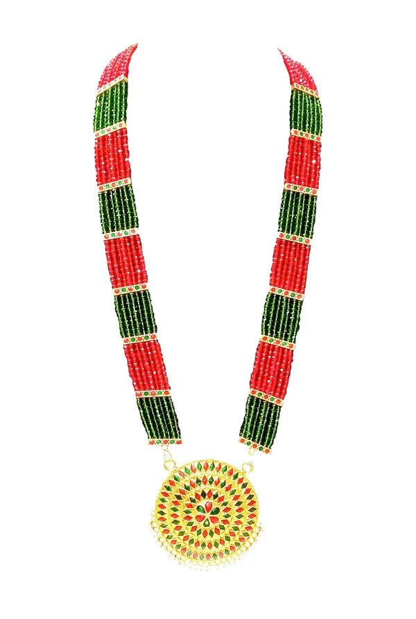 Assamese_Traditional_Gold_Plated_Red_Green_Meenakari_Japi_Tassel_Jewellery_Set_For_Women